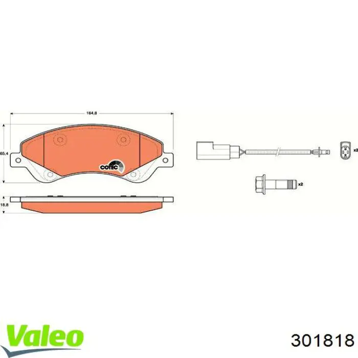 Передние тормозные колодки 301818 VALEO