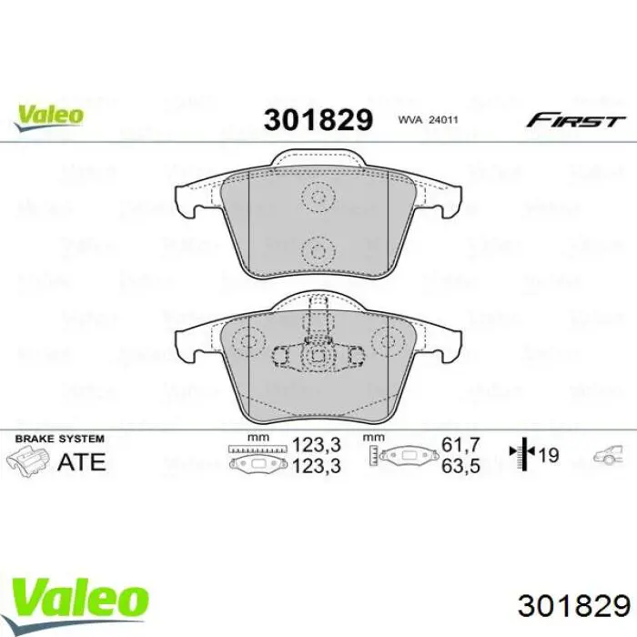 Задние тормозные колодки 301829 VALEO