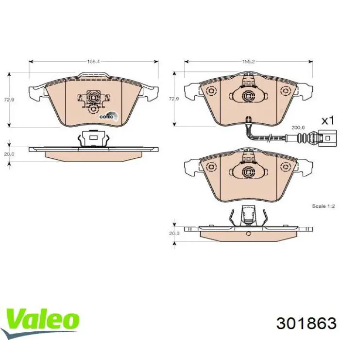Купить 301863 VALEO Колодки тормозные