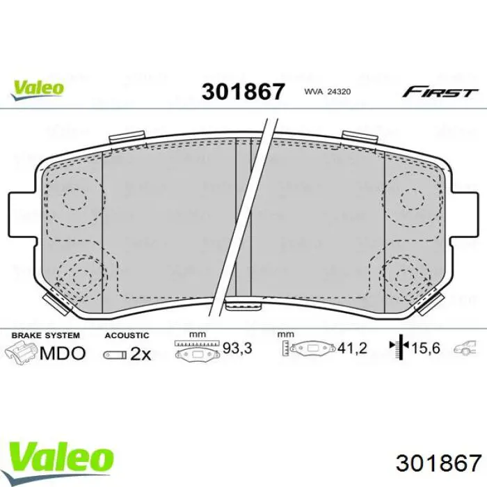 Pastillas de freno traseras 301867 VALEO