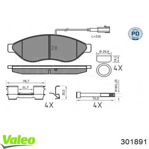 301891 VALEO Колодки передние