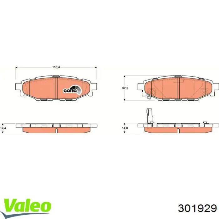 Задние дисковые колодки VALEO 301929