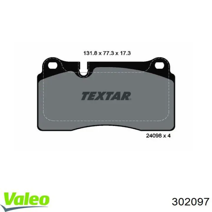 Передние тормозные колодки 302097 VALEO