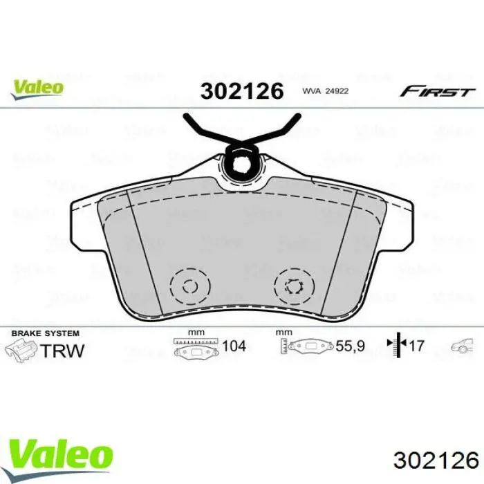 Pastillas de freno traseras 302126 VALEO