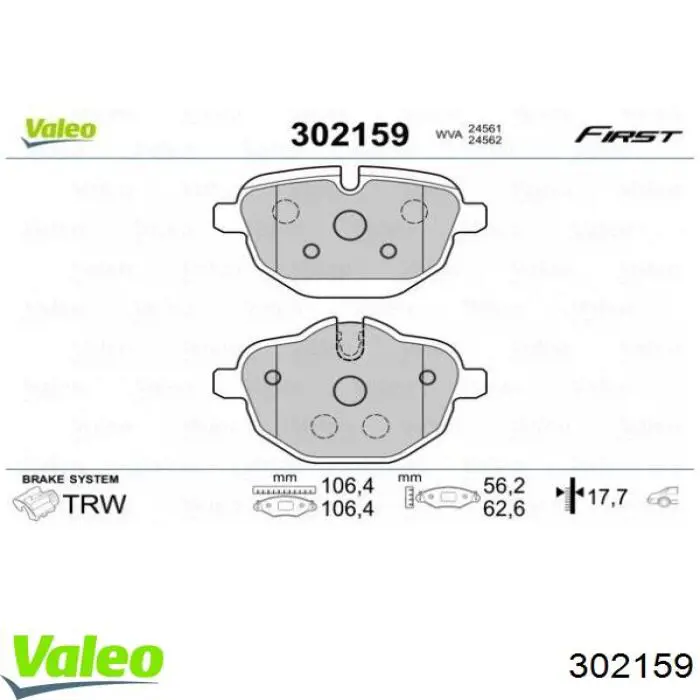 Pastillas de freno traseras 302159 VALEO