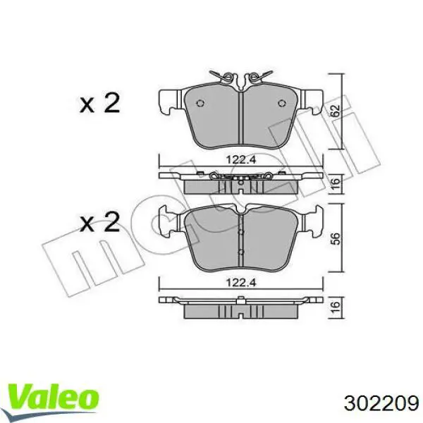 Задние дисковые колодки VALEO 302209