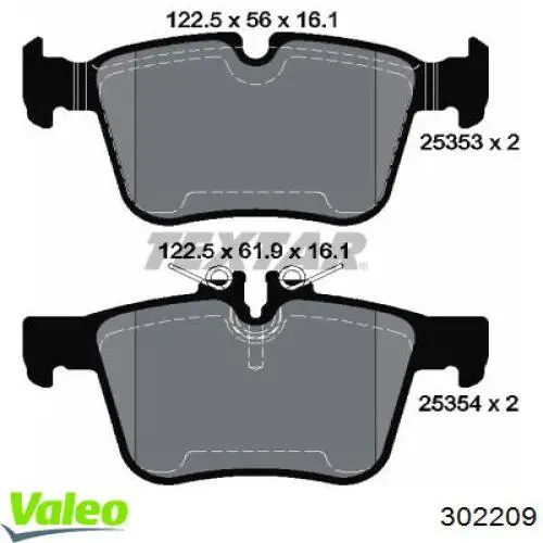 Купить 302209 VALEO Колодки тормозные задние, дисковые