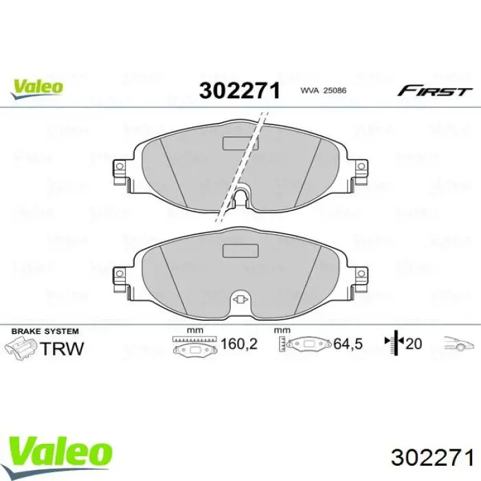 Колодки гальмівні передні, дискові 302271 VALEO