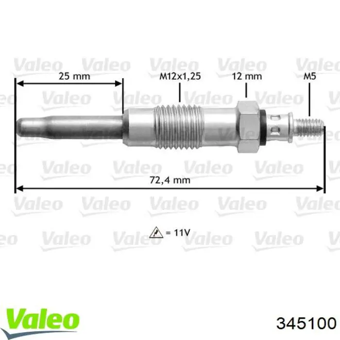 Свечи накала VALEO 345100 цена, от 6.95 USD