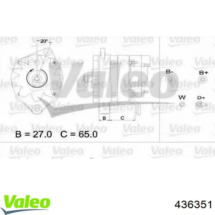 Генератор автомобиля VALEO 436351