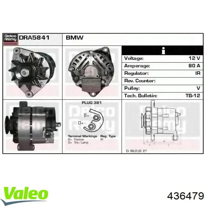 Генератор 436479 VALEO