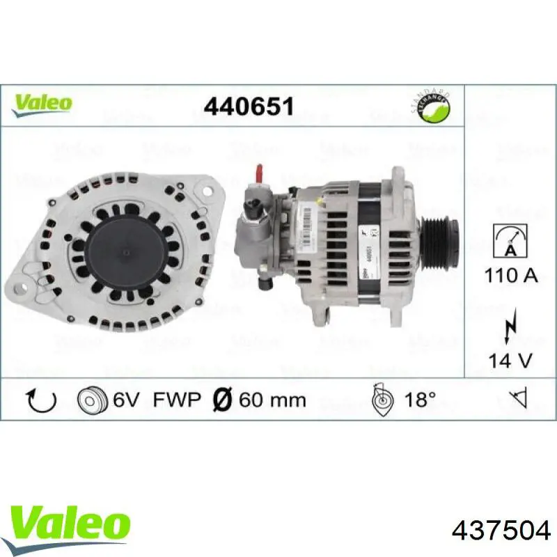 Автомобильный генератор VALEO 437504 цена, от 111.19 USD