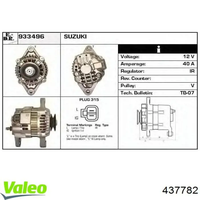 Генератор 437782 VALEO