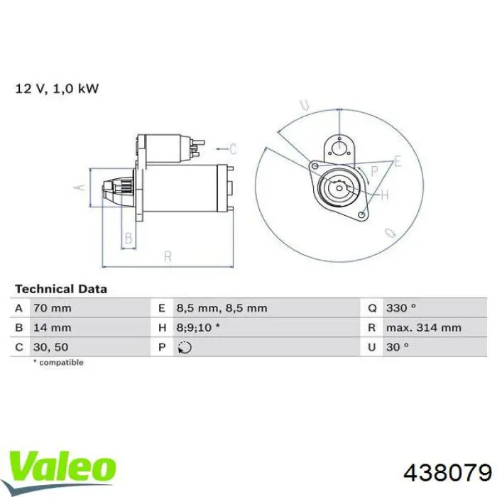 438079 VALEO Стартер автомобиля