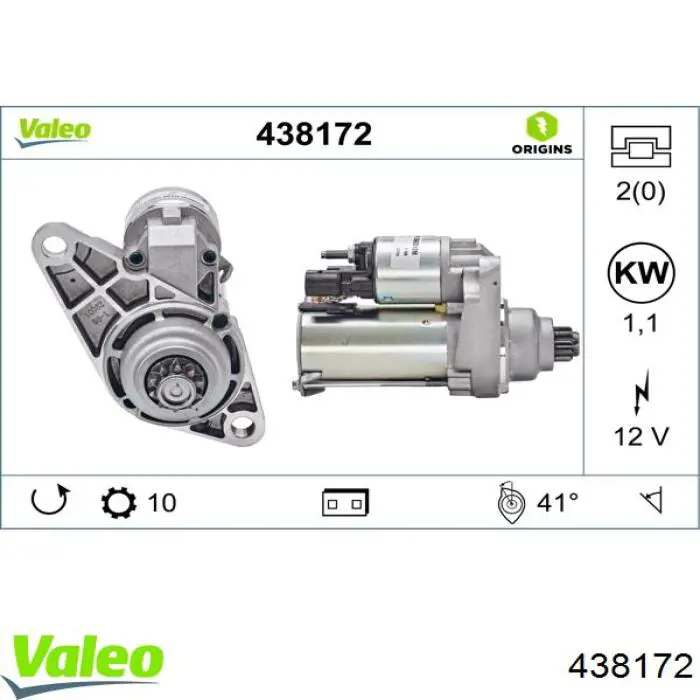 438172 VALEO Стартер автомобиля