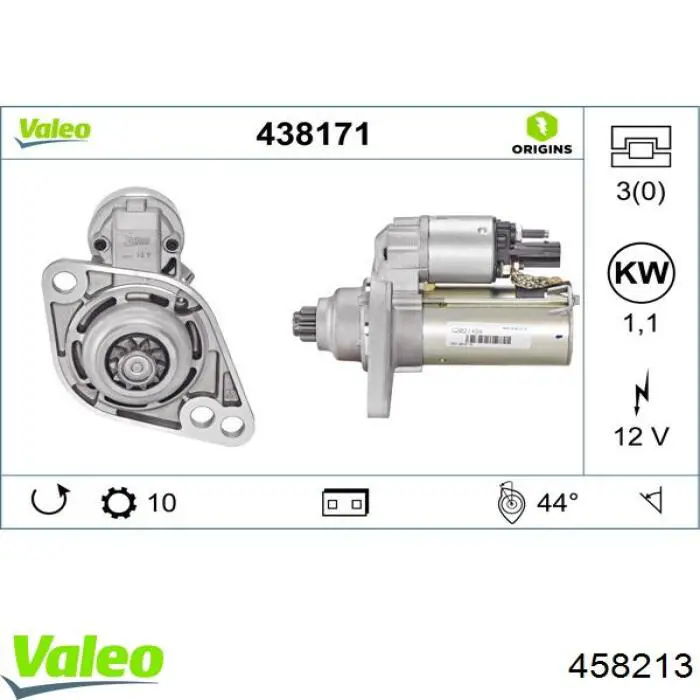 Стартер двигателя VALEO 458213