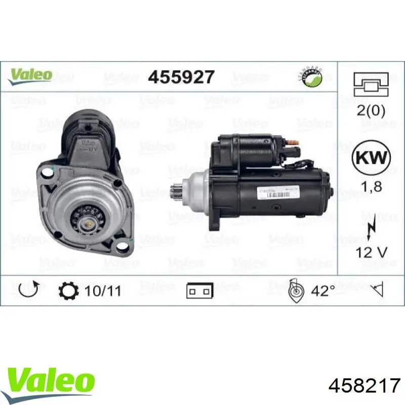 Стартер двигателя VALEO 458217