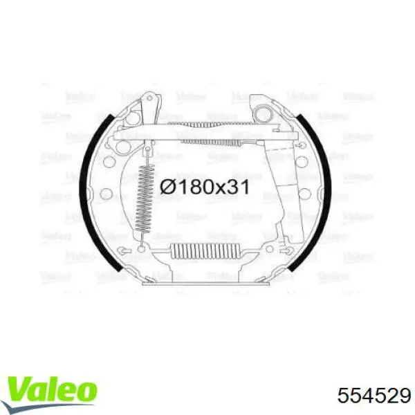 Колодки тормозные задние барабанные, в сборе с цилиндрами, комплект 554529 VALEO