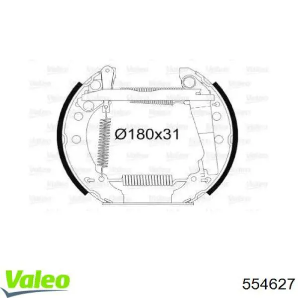 Колодки тормозные задние барабанные, в сборе с цилиндрами, комплект 554627 VALEO
