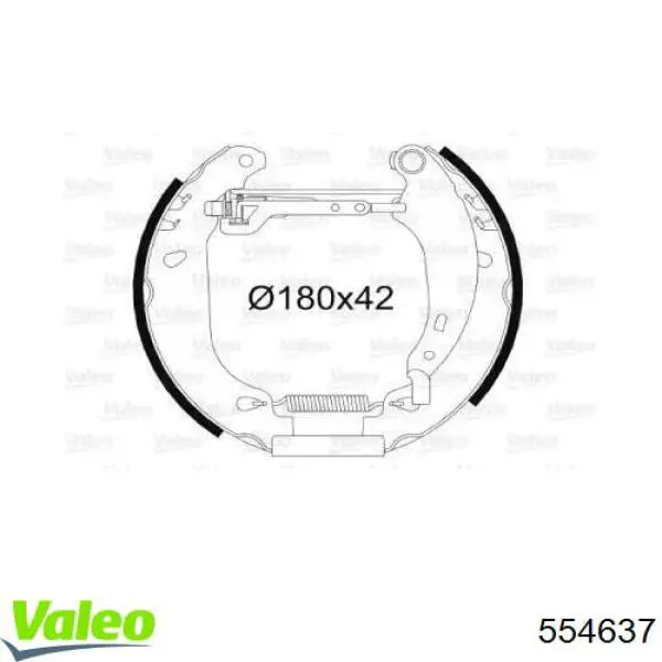 Колодки тормозные задние барабанные, в сборе с цилиндрами, комплект 554637 VALEO