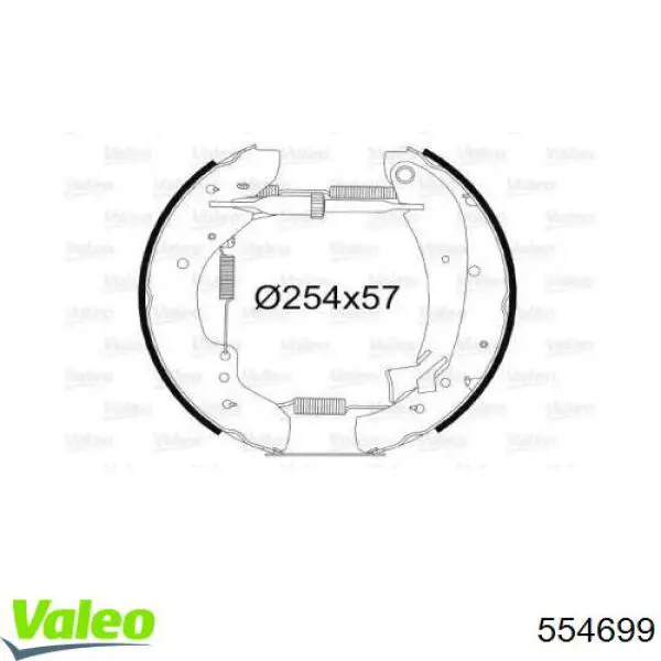 Задние барабанные колодки 554699 VALEO