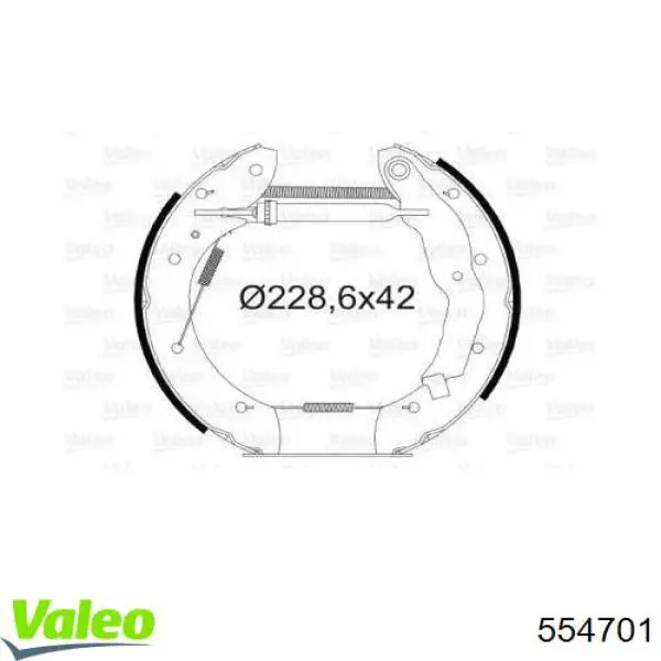 Колодки тормозные задние барабанные, в сборе с цилиндрами, комплект 554701 VALEO