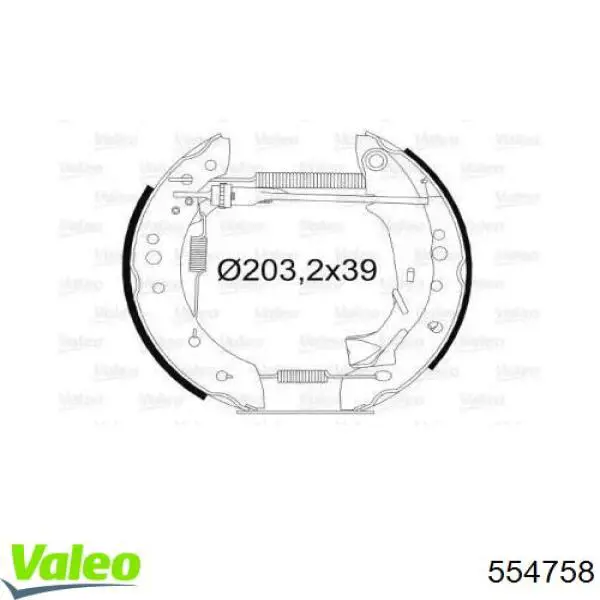 Задние барабанные колодки 554758 VALEO