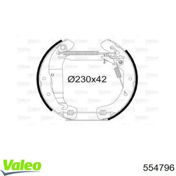 Задние барабанные колодки 554796 VALEO