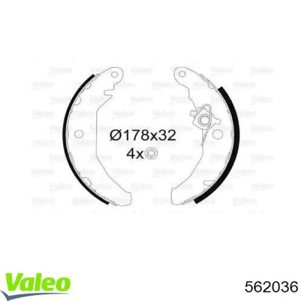 Задние барабанные колодки 562036 VALEO