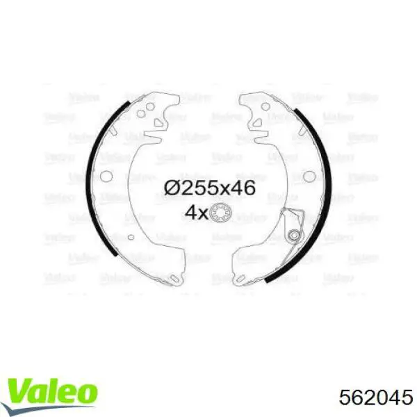 Задние барабанные колодки 562045 VALEO