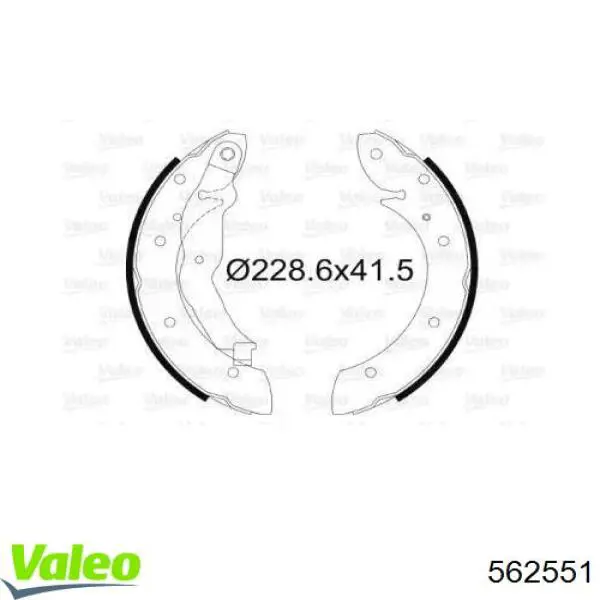 Задние барабанные колодки 562551 VALEO