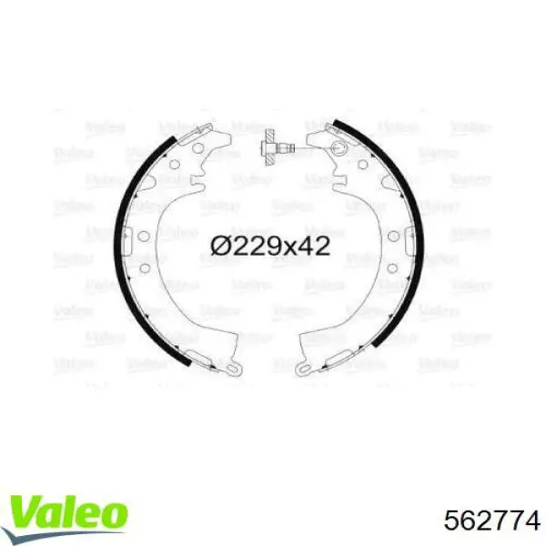 Задние барабанные колодки 562774 VALEO