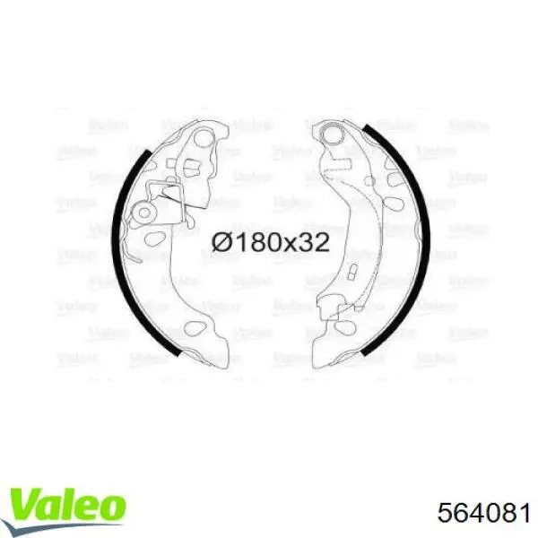 Задние барабанные колодки 564081 VALEO