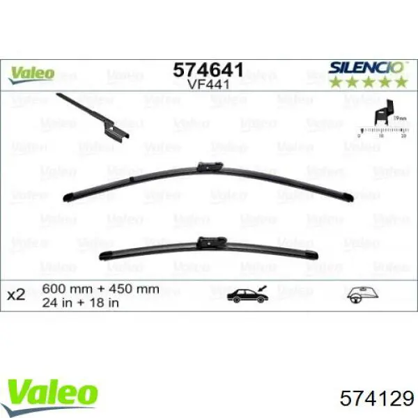 Щетка-дворник лобового стекла пассажирская 574129 VALEO