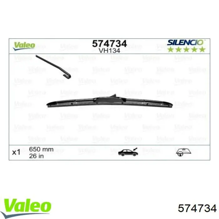 574734 VALEO Щетка-дворник лобового стекла, водительская