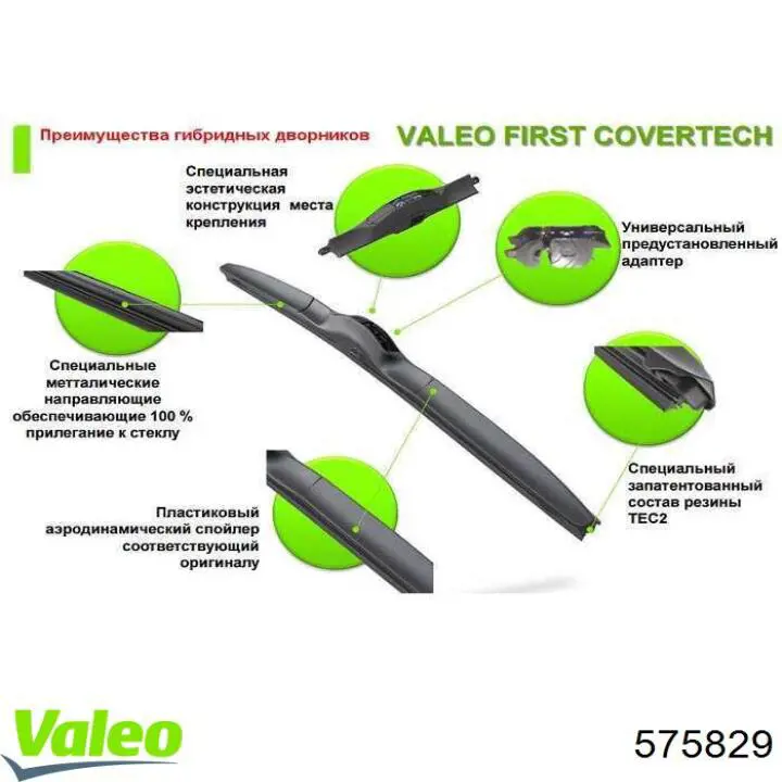 575829 VALEO Щетка стеклоочистителя лобового стекла, пассажирская