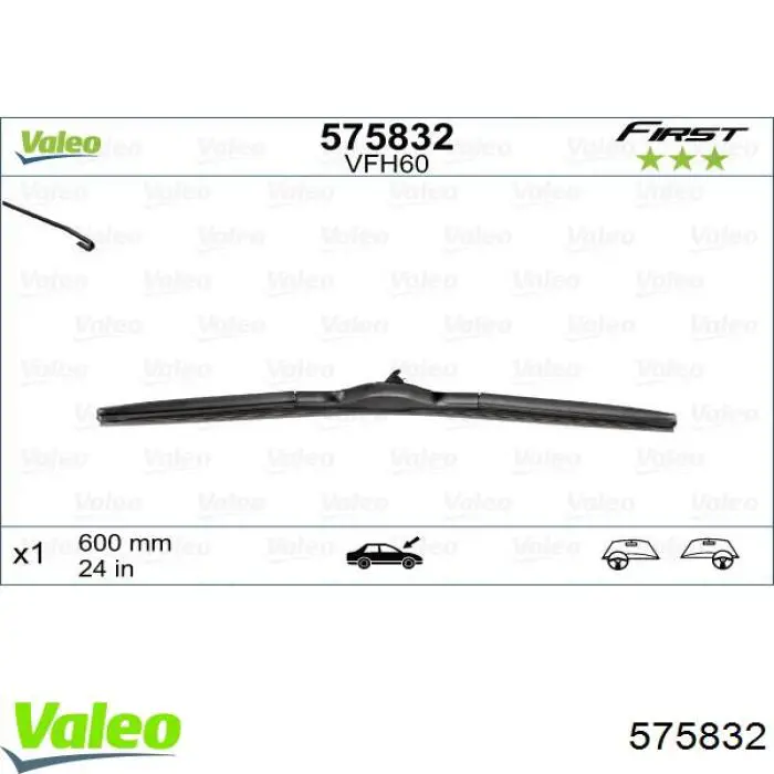 575832 VALEO Щетка-дворник лобового стекла, водительская