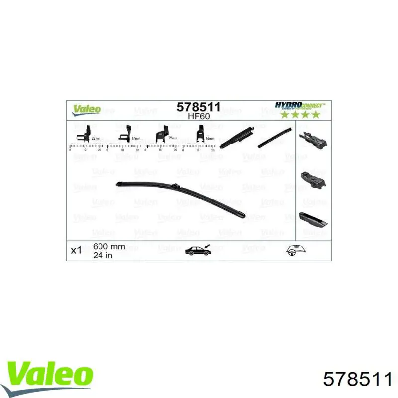 Щетка стеклоочистителя лобового стекла, водительская VALEO 578511 цена, от 14.44 USD