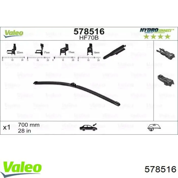 578516 VALEO limpa-pára-brisas do pára-brisas de condutor