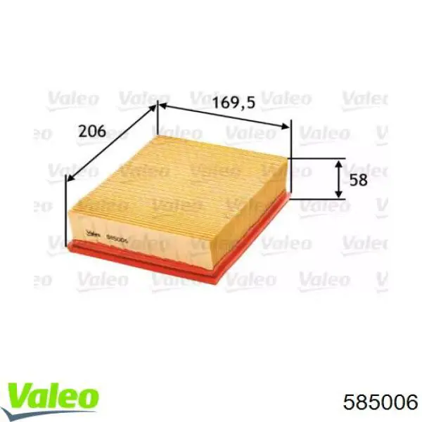 Воздушный фильтр 585006 VALEO