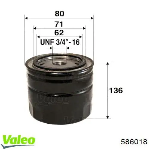 Filtro de aceite 586018 VALEO