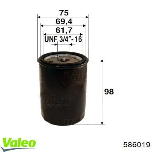 Filtro de aceite 586019 VALEO