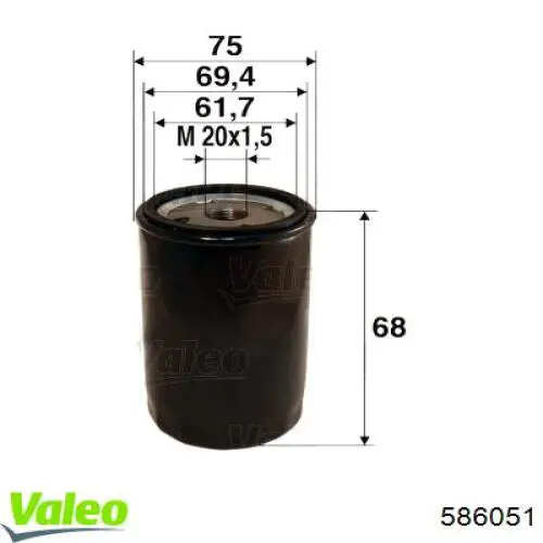 Filtro de aceite 586051 VALEO