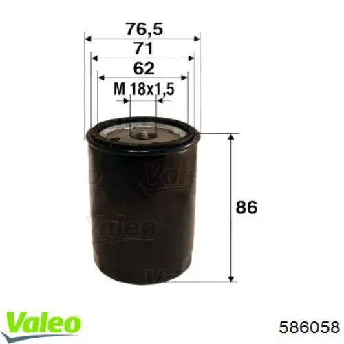 Filtro de aceite 586058 VALEO