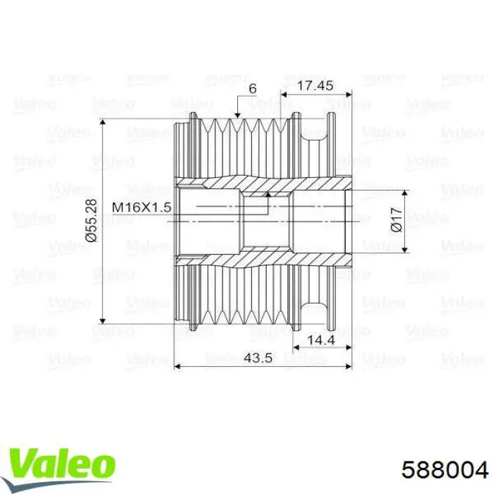 Шкив генератора 588004 VALEO