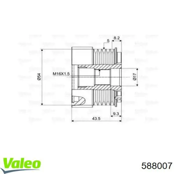 588007 VALEO Обгонная муфта генератора