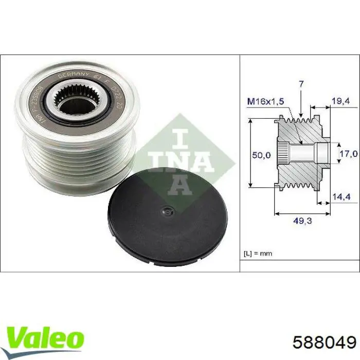 Compre 588049 VALEO Polia do gerador