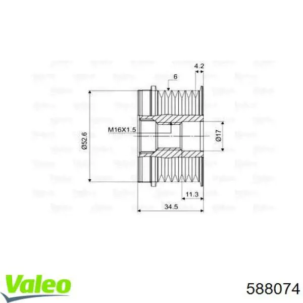 Шкив генератора 588074 VALEO