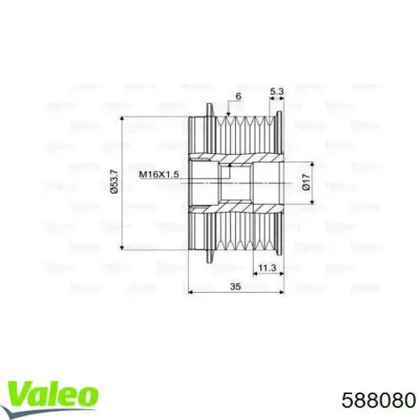 Купить 588080 VALEO Шкив ремня генератора