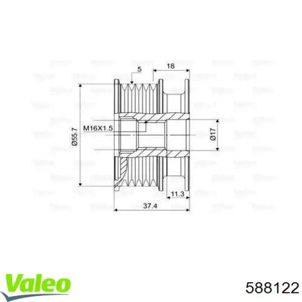 588122 VALEO Обгонная муфта генератора